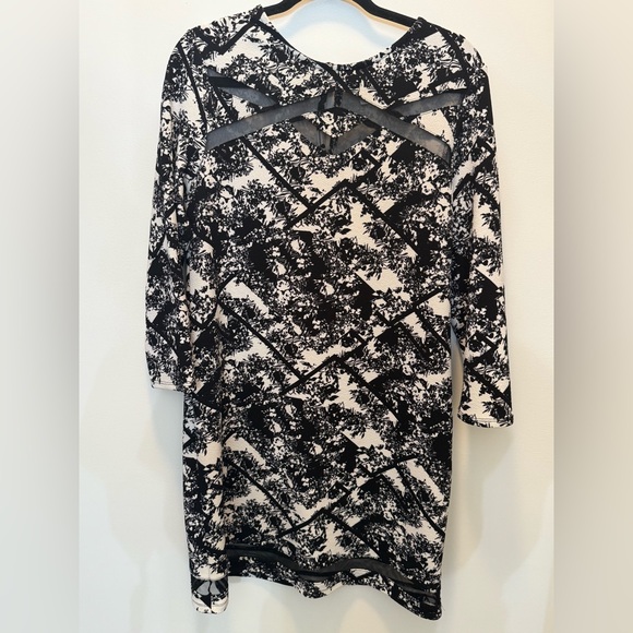 Xhilaration Dresses & Skirts - Xhileration Floral Black and White Dress with Mesh Accents -‎ Size L